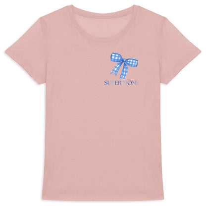 Heavyweight-T-Shirt für Frauen - Super Mom Schleife Blau - vorderseite_6