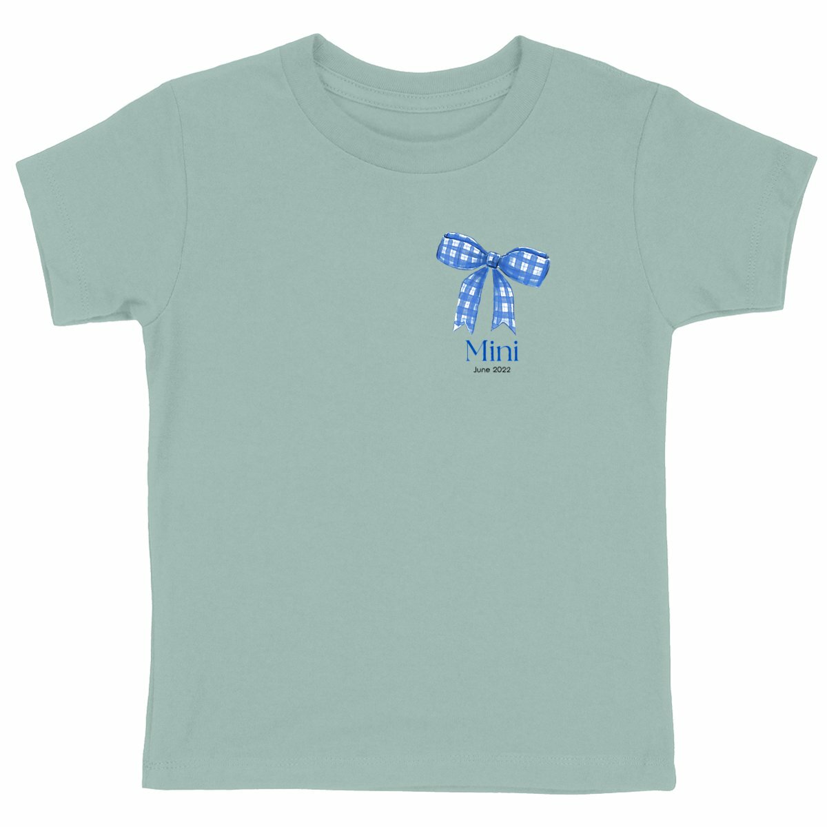 Schweres Kinder-T-Shirt – Personalisiertes Mini und Me mit Schleife - vorderseite_grün
