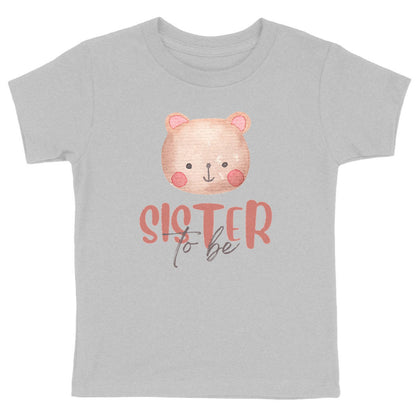 Geschwister T-Shirt "Sister to Be" Bär - vorderseite_heidekrautgrau