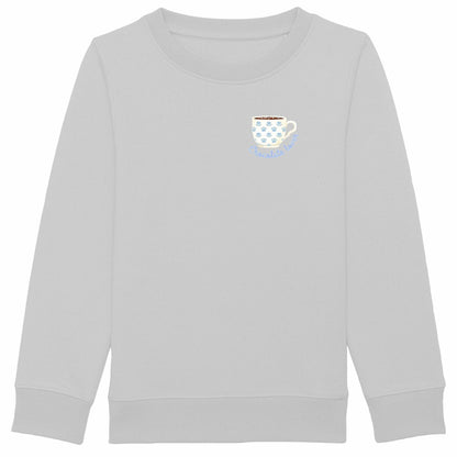 Schweres Kinder-Sweatshirt für Schokoladenliebhaber - vorderseite_heidekrautgrau
