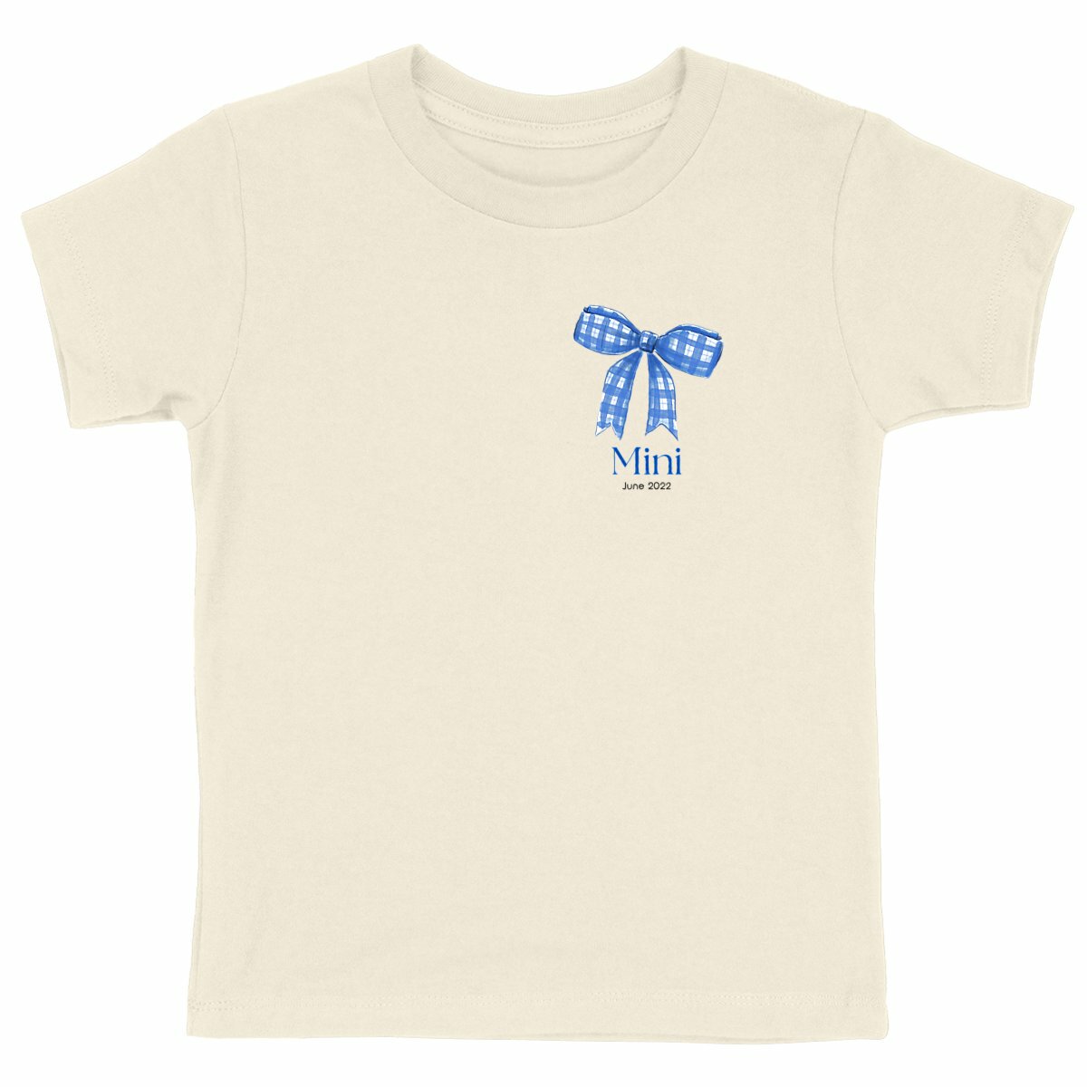 Schweres Kinder-T-Shirt – Personalisiertes Mini und Me mit Schleife - vorderseite_natürlich