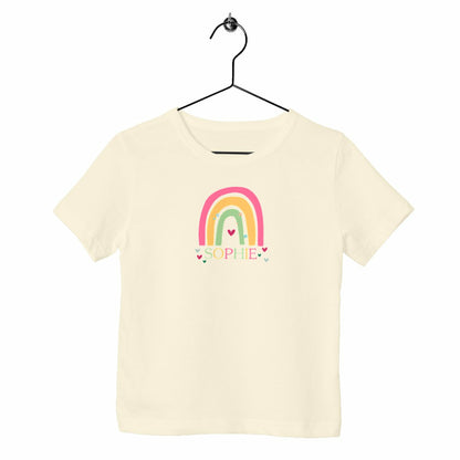 Schweres Kinder-T-Shirt mit personalisierbarem Regenbogen - vorderseite_natürlich