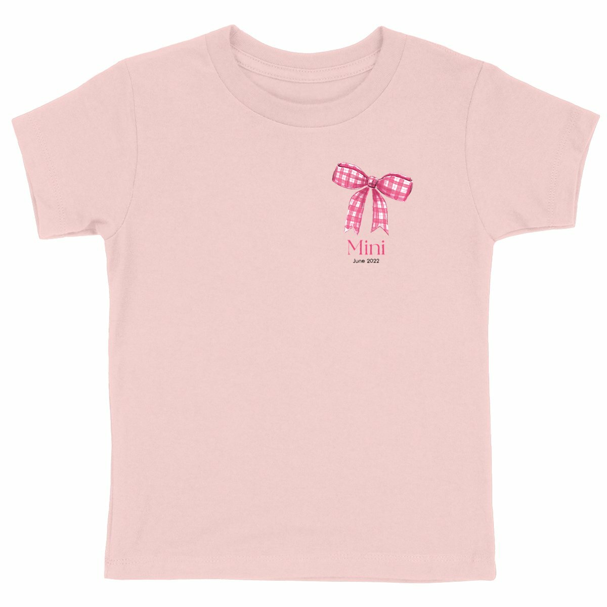 Kinder-T-Shirt, Personalisierbar Mini und Me mit Schleife rosa| 100% Bio-Baumwolle G.O.T.S - vorderseite_rosa