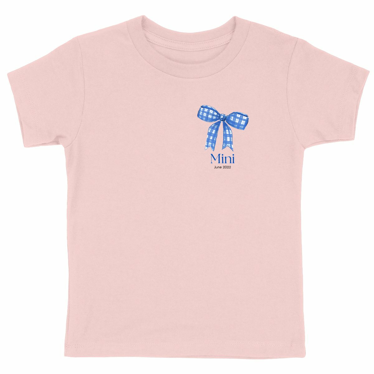 Schweres Kinder-T-Shirt – Personalisiertes Mini und Me mit Schleife - vorderseite_rosa