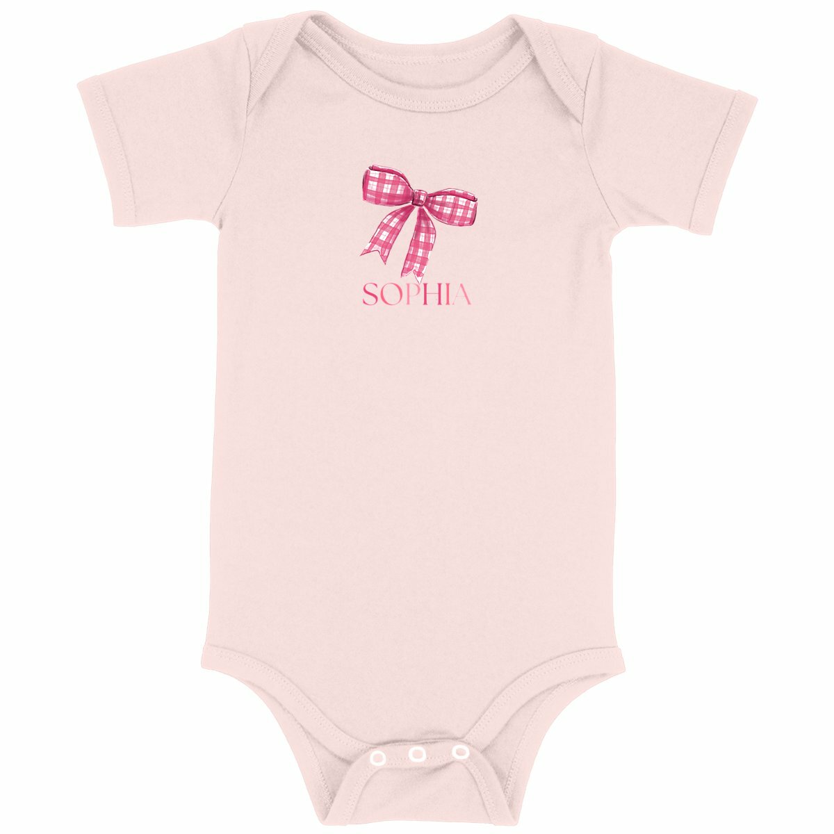 Baby Bodysuit – Niedlicher Baby Body mit rosa Schleife und Name - vorderseite_rosa