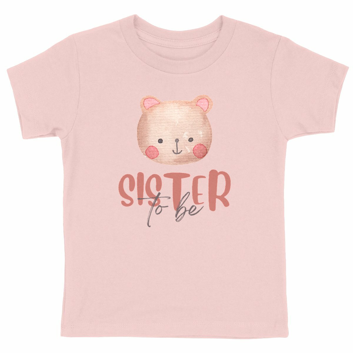 Geschwister T-Shirt "Sister to Be" Bär - vorderseite_rosa