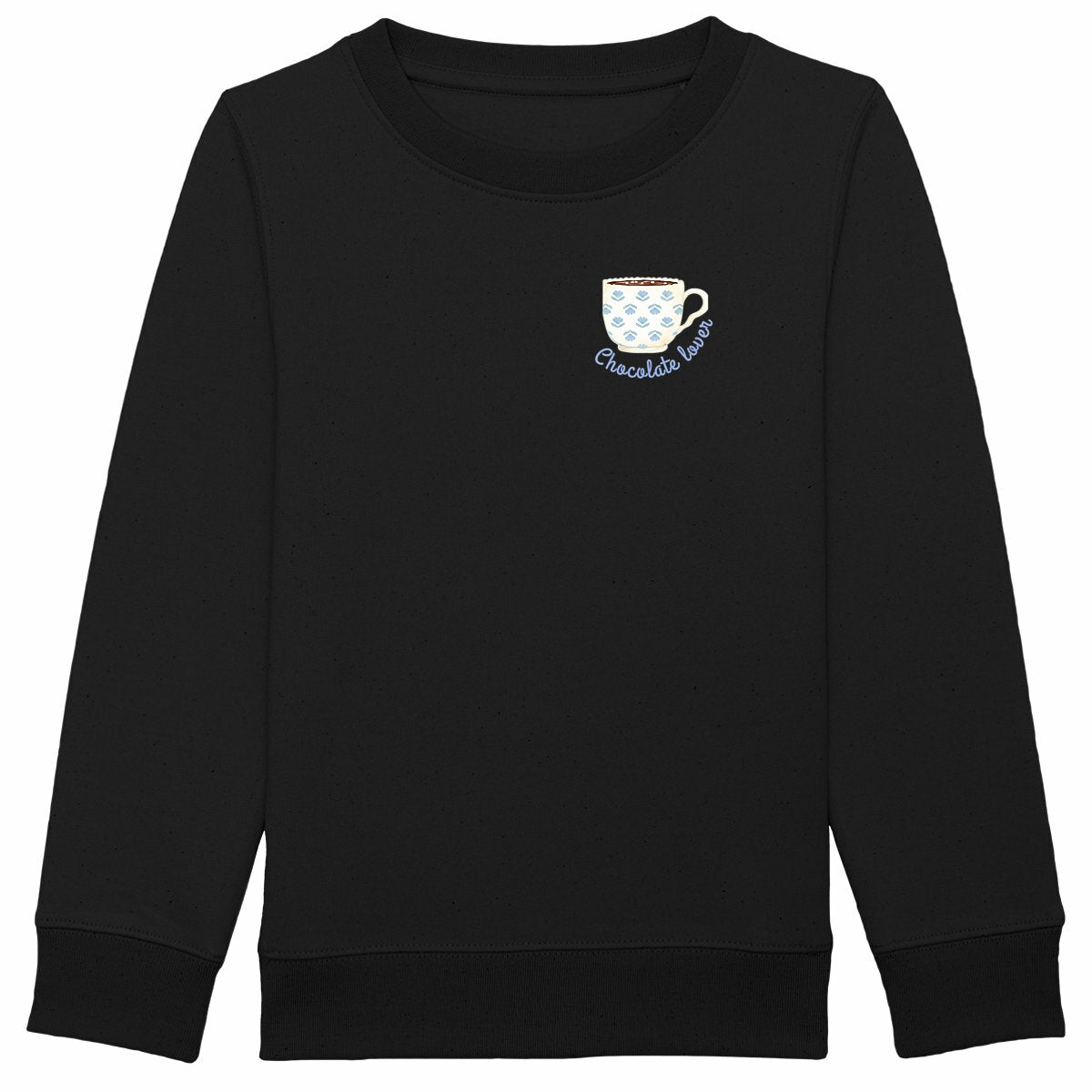 Schweres Kinder-Sweatshirt für Schokoladenliebhaber - vorderseite_schwarz