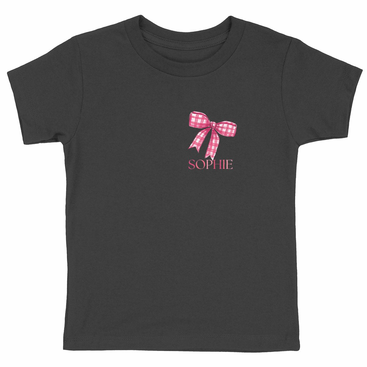 Kinder-T-Shirt mit Schleife und Namen - vorderseite_schwarz
