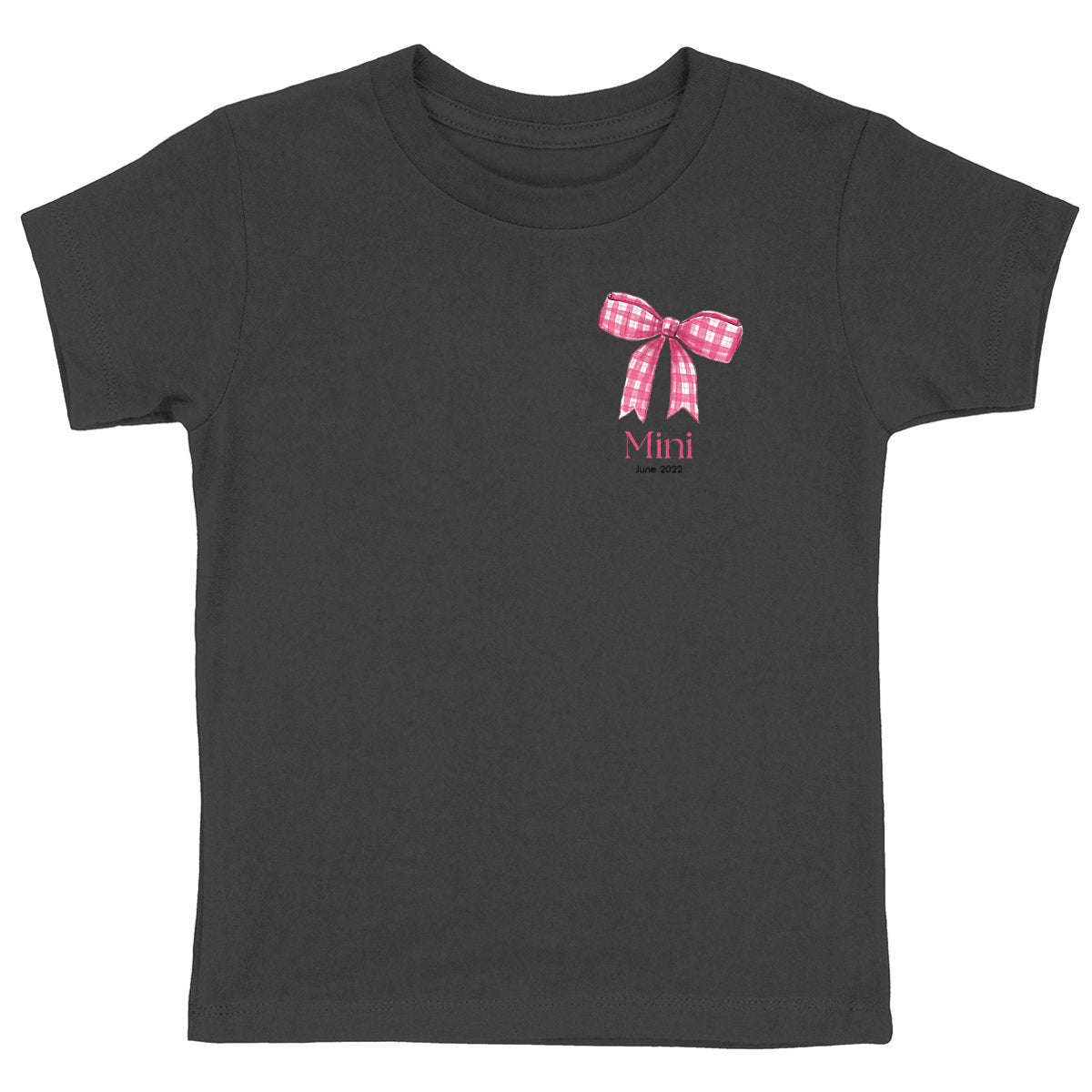 Kinder-T-Shirt, Personalisierbar Mini und Me mit Schleife rosa| 100% Bio-Baumwolle G.O.T.S - vorderseite_schwarz