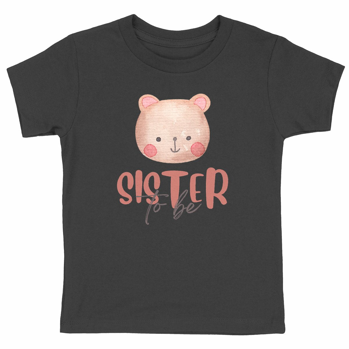 Geschwister T-Shirt "Sister to Be" Bär - vorderseite_schwarz