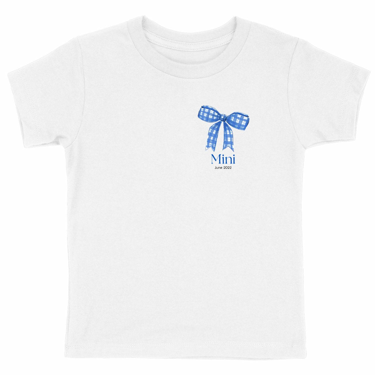 Schweres Kinder-T-Shirt – Personalisiertes Mini und Me mit Schleife - vorderseite_weiß