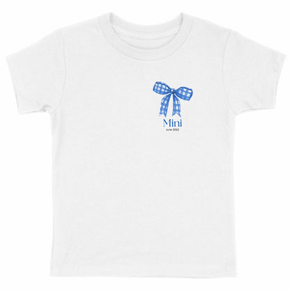 Schweres Kinder-T-Shirt – Personalisiertes Mini und Me mit Schleife - vorderseite_weiß